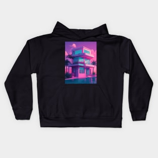 Vaporwave beach house Kids Hoodie